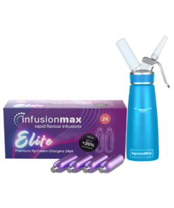 InfusionMax Elite 100-Pack 9g Cream Chargers + SupremeWhip PRO 500ml Dispenser Bundle