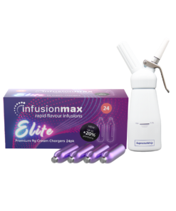 InfusionMax Elite 24-Pack 9g Cream Chargers + SupremeWhip 250ml Aluminum Dispenser Bundle