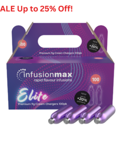 InfusionMax Elite 9g N2O Cream Chargers 100 Packs - MEGA OVERSTOCK