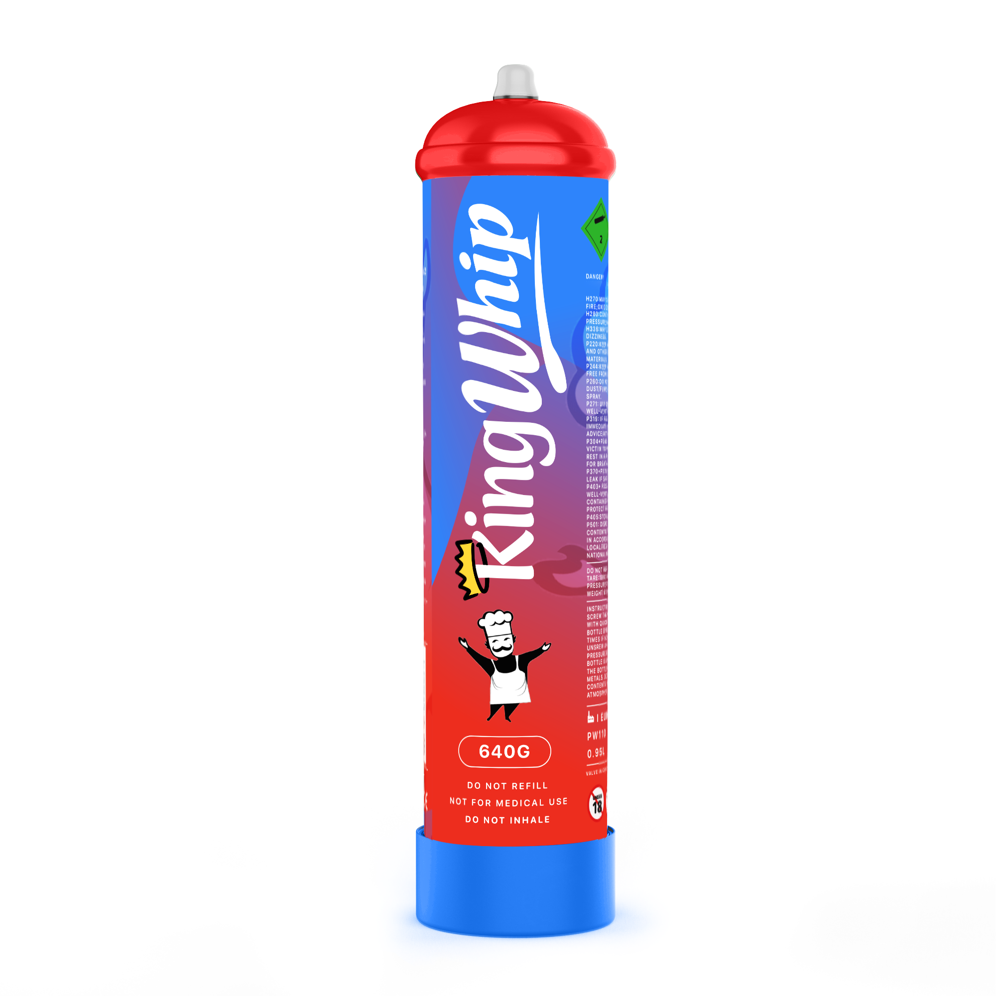 KingWhip Chargers, 640g Culinary Gas Cylinder
