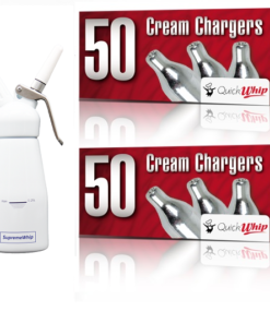 QuickWhip Cream Chargers – 600 - (12 x 50 Packs) & 0.25L SupremeWhip Dispenser White Starter Pack