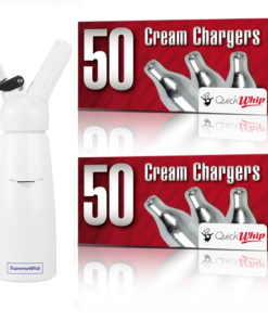 QuickWhip Cream Chargers – 600 - (12 x 50 Packs) & 0.5L SupremeWhip Dispenser White Starter Pack