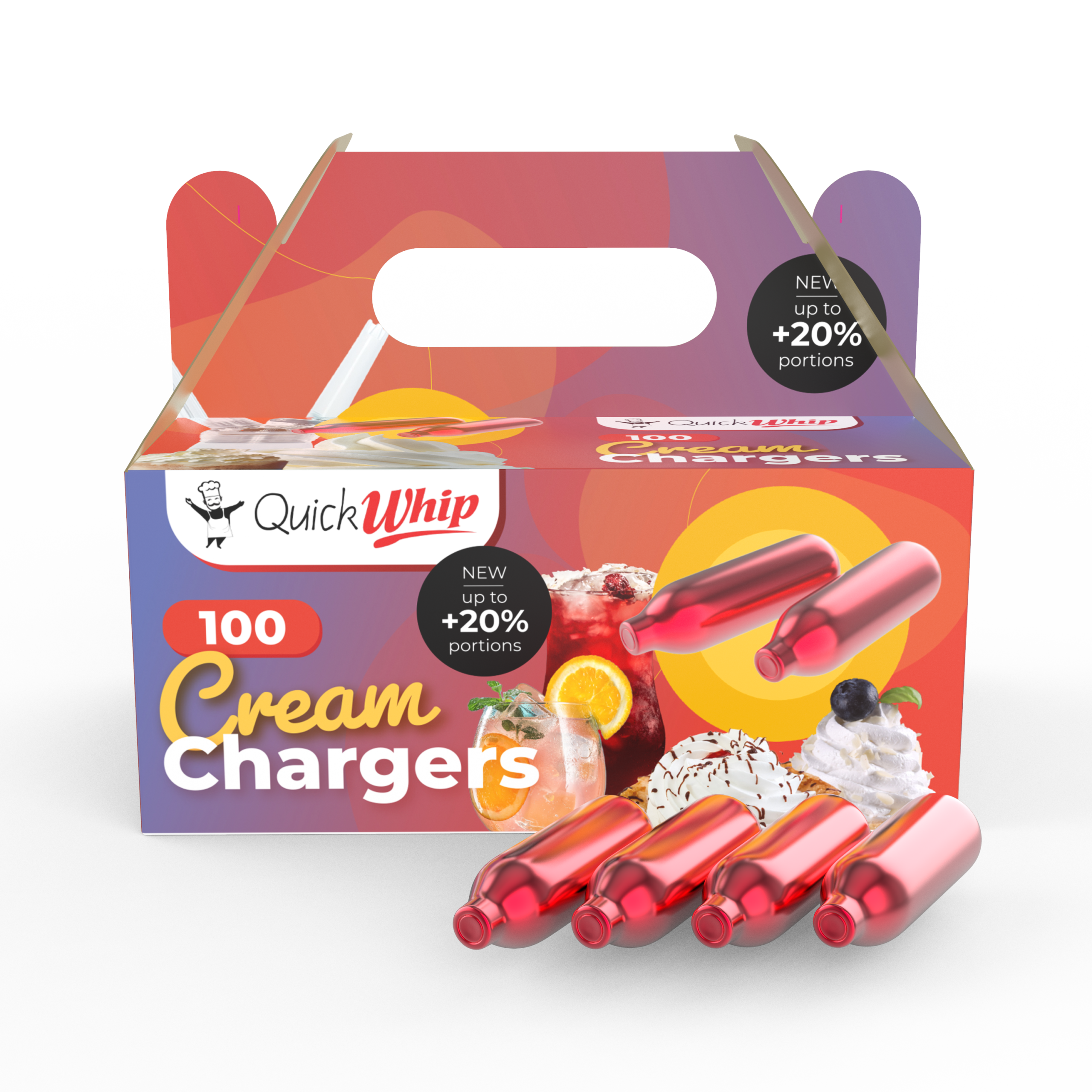 QuickWhip PRO 9g! N2O Whipped Cream Charger Bulbs - 100 Packs