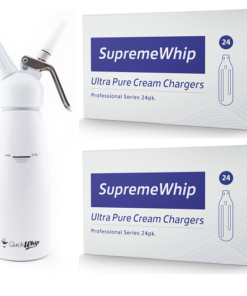 Starter Pack - SupremeWhip Cream Chargers – 96 - (4 x 24 Packs) & 0.5L White Dispenser