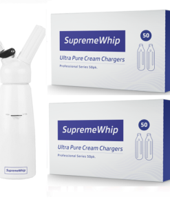 SupremeWhip Cream Chargers – 600 - (12 x 50 Packs) & 0.5L White Dispenser Starter Pack