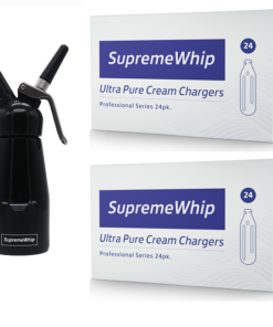 SupremeWhip Cream Chargers – 600 - (25 x 24 Packs) & 0.25L Black Dispenser Starter Pack