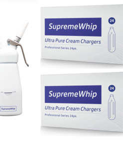 SupremeWhip Cream Chargers – 600 - (25 x 24 Packs) & 0.25L White Dispenser Starter Pack