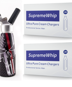 SupremeWhip Cream Chargers – 600 - (25 x 24 Packs) & 0.5L Skull Print Dispenser Starter Pack