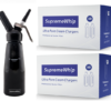 SupremeWhip Cream Chargers Nitrous Oxide Canisters (12 x 50Pks) & 0.5L Black Dispenser Starter Pack